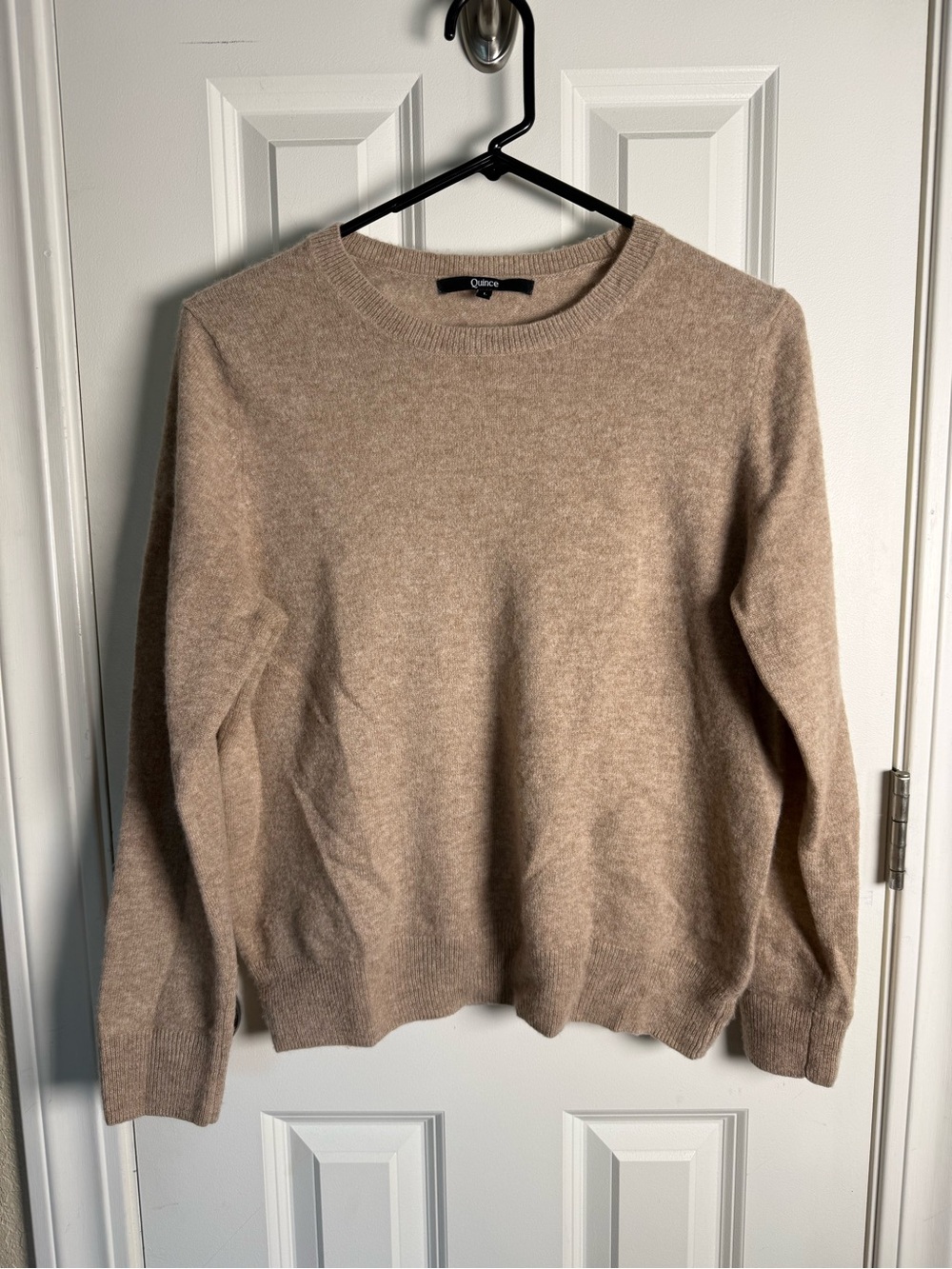 Quince Women's Crewneck Cashmere-Blend Sweater in Light Taupe